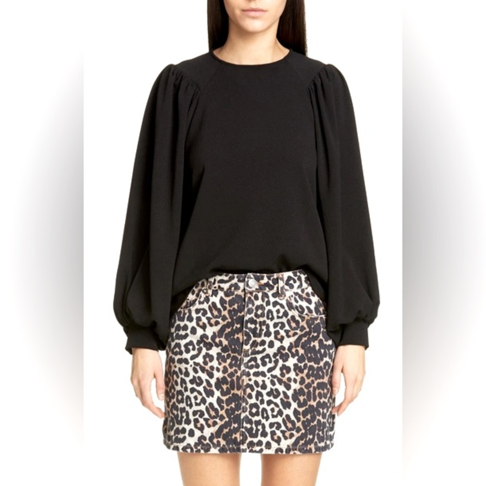 GANNI Crepe Black Long Sleeve Top EU 36 | US 4–6 🖤